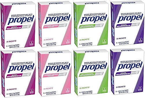 Product Cover Propel Zero Powder Packets Variety Bundle - 80 Packets - 8 Boxes Total (2 Boxes Each of Grape, Kiwi Strawberry, Berry and Raspberry Lemonade) - Bundle of 8
