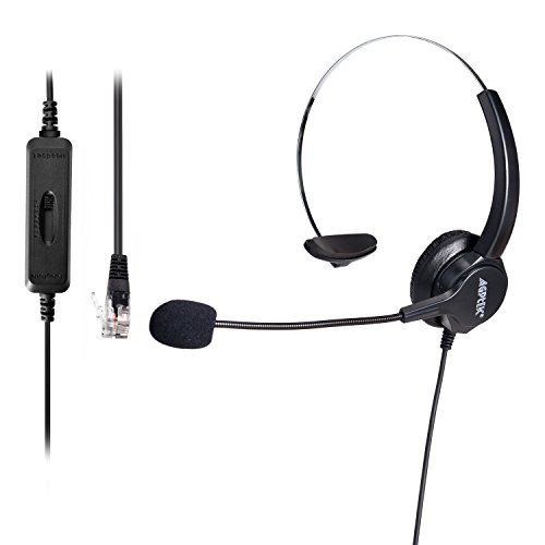 Product Cover AGPTEK Hands-Free Call Center Noise Cancelling Corded Monaural Headset Headphone for Desk Telephone with 4-Pin RJ9 Crystal Head