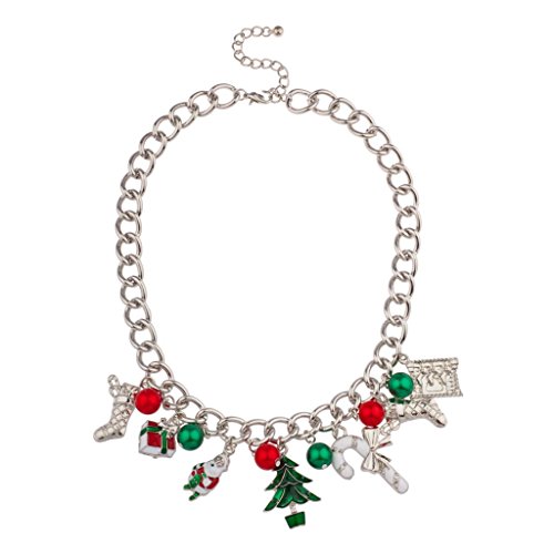 Product Cover Lux Accessories Christmas Stocking Santa Claus Gift Tree Candy Cane Jingle Ball Statement Necklace