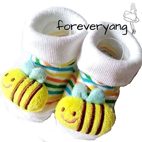 Product Cover Foreveryang Unisex Baby Cute 3D Cartoon Short Sock Slipper Shoe Bootie Bee