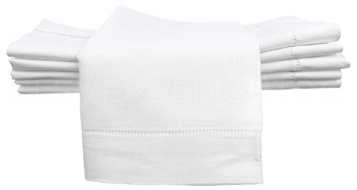 Product Cover CleverDelights 12 White Hemstitch Dinner Napkins - 20