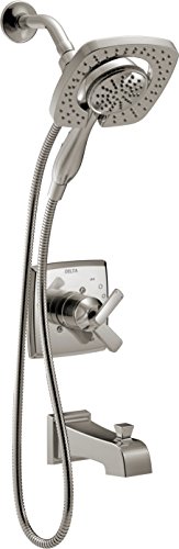 Product Cover Delta Faucet Ashlyn 17 Series Dual-Function Tub and Shower Trim Kit with 2-Spray Touch-Clean In2ition 2-in-1 Hand Held Shower Head with Hose, Stainless T17464-SS-I (Valve Not Included)
