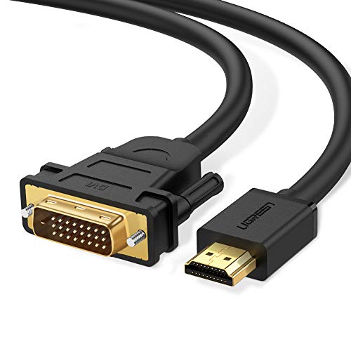 Product Cover UGREEN HDMI to DVI Cable Bi Directional DVI-D 24+1 Male to HDMI Male High Speed Adapter Cable Support 1080P Full HD for Raspberry Pi, Roku, Xbox One, PS4 PS3, Graphics Card, Nintendo Switch etc 3FT