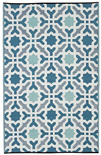Product Cover Fab Habitat Seville Indoor/Outdoor Recycled Plastic Rug, Multicolor Blue, (6' x 9')