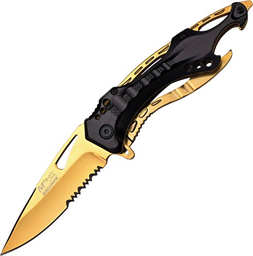 Product Cover MTech USA MT-A705BG Spring Assist Folding Knife, Gold Blade, Black and Gold Handle, 4.5-Inch Closed