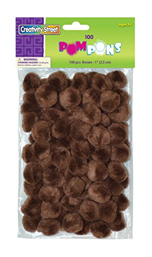 Product Cover Creativity Street Pom Pons 100-Piece x 1 Inch, Brown