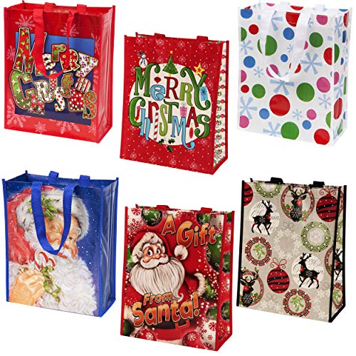 Product Cover Reusable Christmas Tote Gift Bags With Handles Large Holiday Party Favor Bags, 12 Pack By Gift Boutique