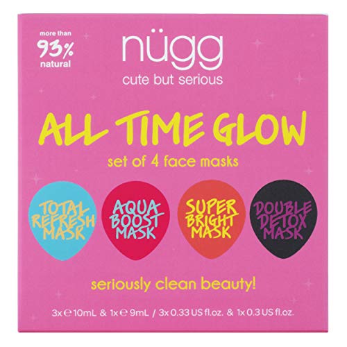Product Cover nügg Face Mask Glow Kit for Clean, Radiant and Dewy Skin; Pack of 4 Facial Mask Pods to Detox, Exfoliate, Hydrate and Revitalize Skin; Perfect Face Treat or Beauty Gift Set (4 x 0.33fl.oz.)