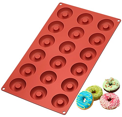 Product Cover Ozera Silicone Mini Donut Pan, 18 Cavity Doughnut Baking Mold Tray - Muffin Cups, Cake Mold,
Biscuit Mold, Red