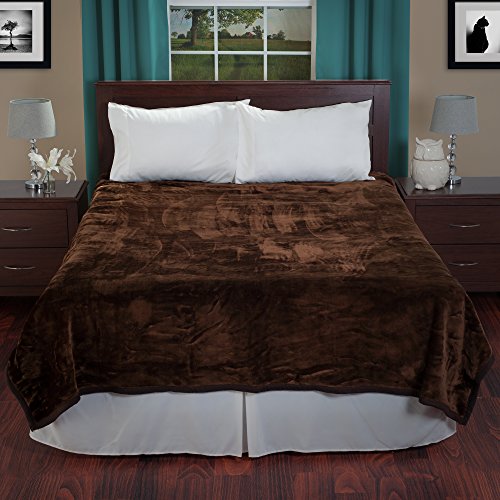 Product Cover Lavish Home Solid Soft Heavy Thick Plush Mink Blanket 8 Pound - Coffee