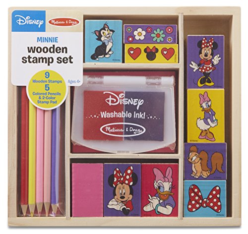 Product Cover Melissa & Doug Disney Minnie Mouse Wooden Stamp Set: 9 Stamps, 5 Colored Pencils, and 2-Color Stamp Pad