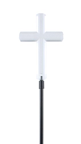 Product Cover Moonrays 93243 Solar Stake Light Made of Clear Plastic with White LED Light, Cross Design, Eco Friendly, Automatic Light, Beautiful Accent for Gardens or Yard, Easy Installation