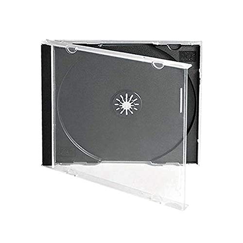 Product Cover Maxtek 10.4 mm Standard Single Clear CD Jewel Case with Assembled Black Tray, 25 Pack