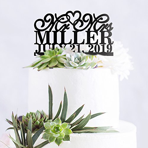 Product Cover Personalized Custom Mr & Mrs Wedding Cake Topper with Your Last Name and Date