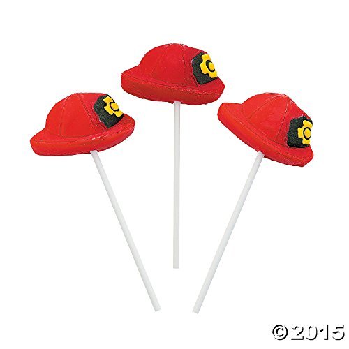 Product Cover Fun Express Firefighter Hat Shaped Suckers - 12 Pieces