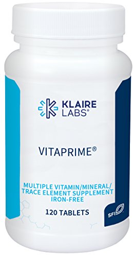 Product Cover Klaire Labs Vitaprime - Twice Daily Iron-Free Multivitamin / Mineral with Metafolin Folate (120 Tablets)