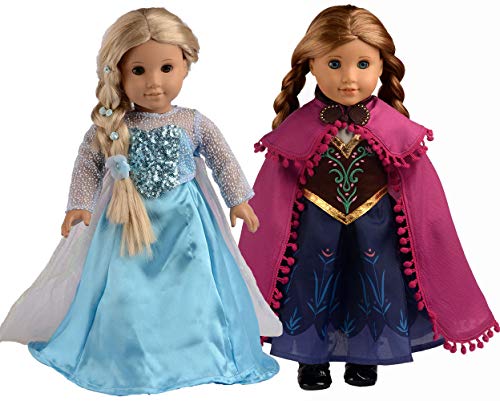 Product Cover sweet dolly Elsa and Anna Princess Costumes for 18 Inch American Girl Doll Clothes