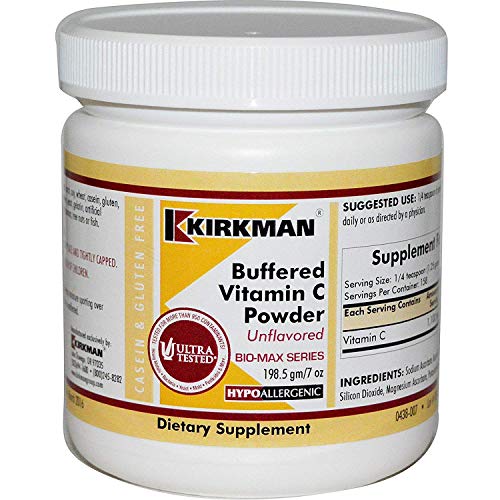 Product Cover Kirkman Buffered Vitamin C Powder - Unflavored - Bio-Max Series - Hypoallergenic || 198.5 gm/7 oz || Antioxidant || Gluten Free || Casein Free