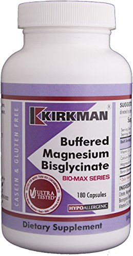 Product Cover Kirkman Buffered Magnesium Bisglycinate - Bio-Max Series - Hypoallergenic | 180 Vegetarian Capsules | Gluten Free | Casein Free