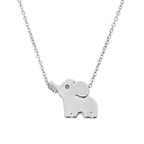 Product Cover ELBLUVF 18k Plated Stainless Steel Elephant Animal Lucky Elephant Necklace Everyday Jewelry (Silver)