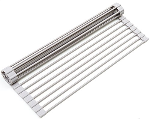 Product Cover Surpahs Over the Sink Multipurpose Roll-Up Dish Drying Rack (Warm Gray, Large)