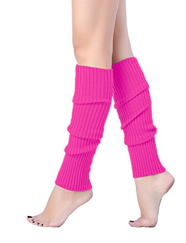 Product Cover V28 Women Juniors 80s Eighty's Ribbed Leg Warmers for Party Sports (Rose)