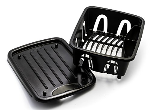Product Cover Camco Durable Mini Dish Drainer Rack and Tray Perfect for RV Sinks, Marine Sinks, and Compact Kitchen Sinks- Black (43512)
