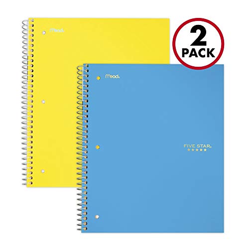 Product Cover Five Star Spiral Notebooks, 3 Subject, Wide Ruled Paper, 150 Sheets, 10-1/2