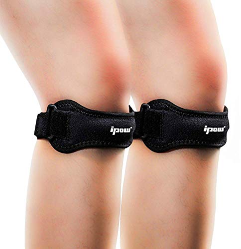 Product Cover IPOW 2 Pack Knee Pain Relief & Patella Stabilizer Knee Strap Brace Support for Hiking, Soccer, Basketball, Running, Jumpers Knee, Tennis, Tendonitis, Volleyball & Squats, Black