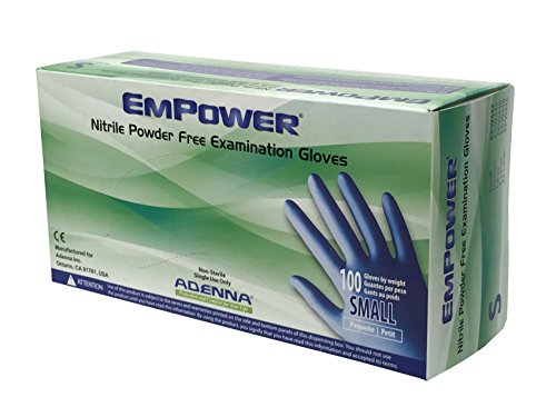 Product Cover Adenna EPW442 Empower 8 mil Nitrile Powder Free Exam Gloves (Blue, Small) Box of 100