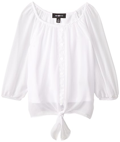 Product Cover Amy Byer Girls' Picture Perfect Tie-Front Chiffon Top, White, X-Large