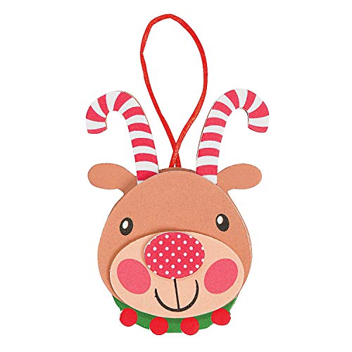 Product Cover Fun Express Self-Adhesive Foam Candy Cane Antler Reindeer Ornament Craft Kit | 1-Pack, 12-Count | Great for Christmas Party and Holiday Celebrations Decoration