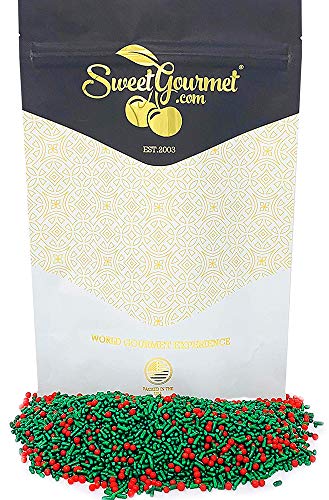 Product Cover SweetGourmet Holly Berry Mix - Christmas Sprinkles & Nonpareils 12oz bag
