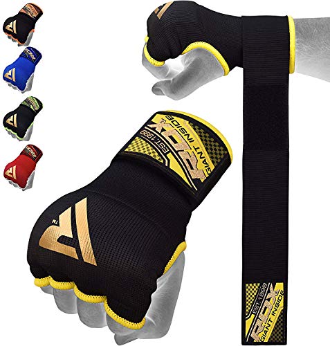Product Cover RDX Training Boxing Inner Gloves Hand Wraps MMA Fist Protector Bandages Mitts,Black,Small