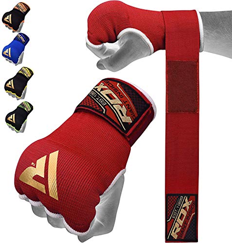 Product Cover RDX Training Boxing Inner Gloves Hand Wraps MMA Fist Protector Bandages Mitts,Red,Small