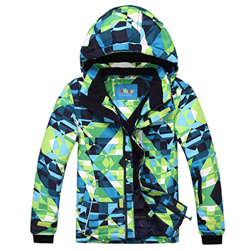Product Cover PHIBEE Big Boy's Waterproof Breathable Snowboard Ski Jacket (Print, 12)