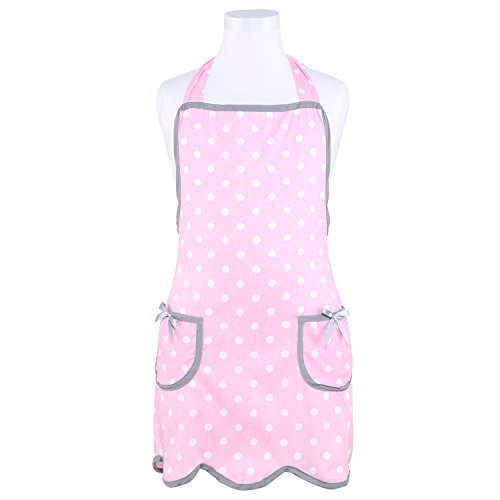 Product Cover NEOVIVA Bib Aprons for Toddler Girls with Pockets, Lightweight Kids Chef Apron for Play Kitchen Style Wendy, Polka Dots Pink