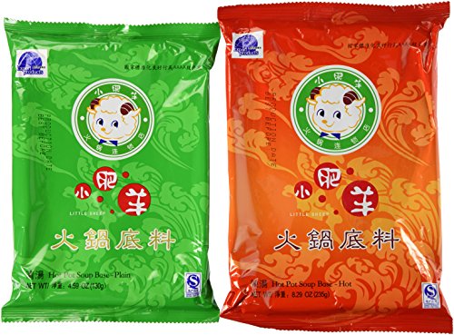 Product Cover Little Sheep Mongolian Hot Pot Soup Base Variety Value Package (Two Packs, Hot + Plain)