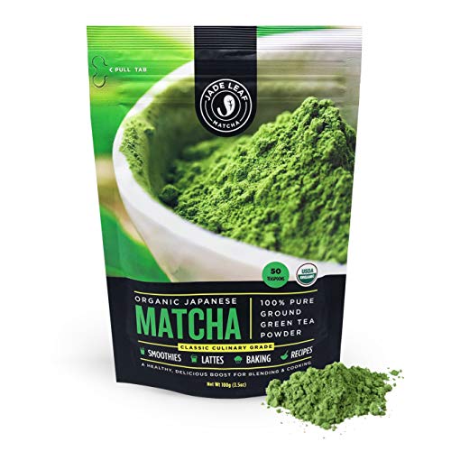 Product Cover Jade Leaf - Organic Japanese Matcha Green Tea Powder - USDA Certified, Authentic Japanese Origin - Classic Culinary Grade (Smoothies, Lattes, Baking, Recipes) - Antioxidants, Energy [100g Value Size]