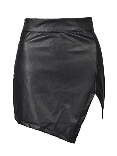 Product Cover Choies Women's Black Cut Out Mid Waist Asymmetric Hem PU Mini Skirt