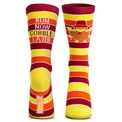 Product Cover Run Now Gobble Later | Running Woven Mid Calf Socks by Gone For a Run | Thanksgiving Socks | Large
