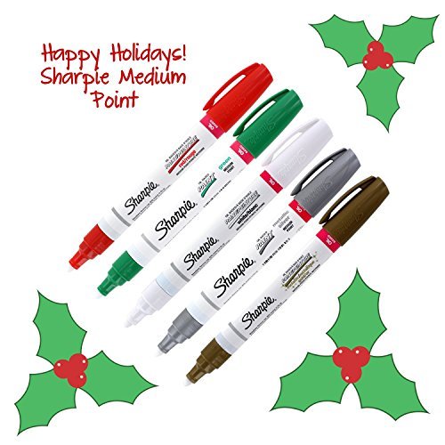 Product Cover Sharpe Oil-Based Paint Markers, Medium Point, Pack of 5 - Christmas Holiday Colors