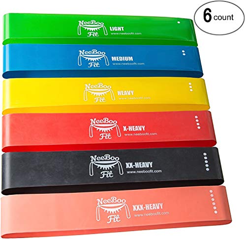 Product Cover NeeBooFit Resistance Loop Band Set - Best Fitness Exercise Bands for Working Out or Physical Therapy - 12x2 Inches (Full 6 Piece Set)