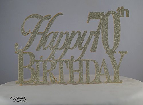 Product Cover All About Details Gold Happy-70Th-Birthday Cake Topper