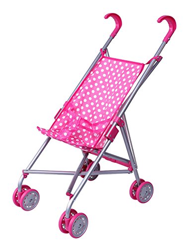 Product Cover Precious Toys Pink & White Polka Dots Foldable Doll Stroller with swivel wheels