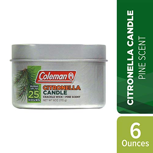 Product Cover Coleman Pine Scented Citronella Candle with Wooden Crackle Wick - 6 oz Tin