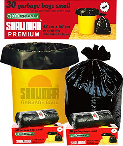 Product Cover Shalimar Premium OXO - Biodegradable Garbage Bags (Small) Size 43 cm x 51 cm 6 Rolls (180 Bags) ( Black Colour )