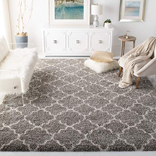 Product Cover Safavieh Hudson Shag Collection SGH282B Grey and Ivory Moroccan Geometric Quatrefoil Area Rug (6' x 9')