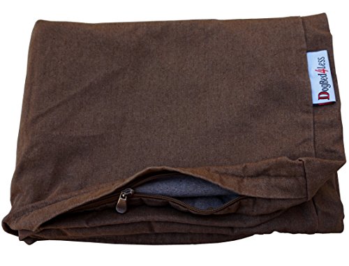 Product Cover Dogbed4less 55X47X4 Inches Heavy Duty Brown Color Denim Jean Dog Pet Bed External Zipper Cover - Replacement Cover only