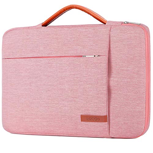 Product Cover Lacdo 360° Protective Laptop Sleeve Case Briefcase Compatible 15.6 Inch Acer Aspire, Predator, Toshiba, Inspiron, ASUS P-Series, HP Pavilion, Chromebook Notebook Bag, Water Repellent, Pink